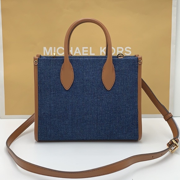 MICHAEL KORS MIRELLA SMALL SHOPPER TOP ZIP XBODY INDIGO COLOR - Picture 3 of 16
